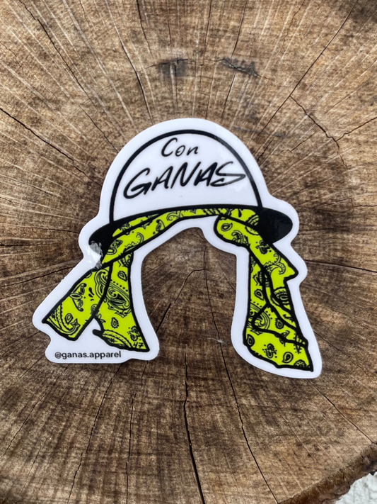 Colored Con Ganas Hard Hat Sticker