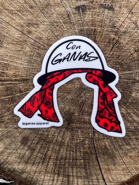 Colored Con Ganas Hard Hat Sticker